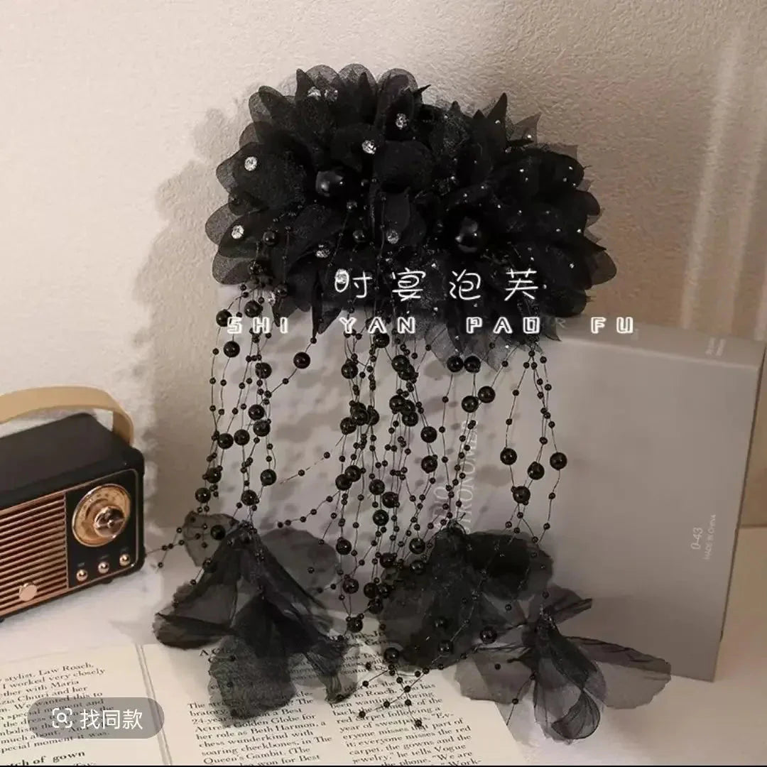 New Pearls Tassel Feather Sweet Hair Shark Clip.