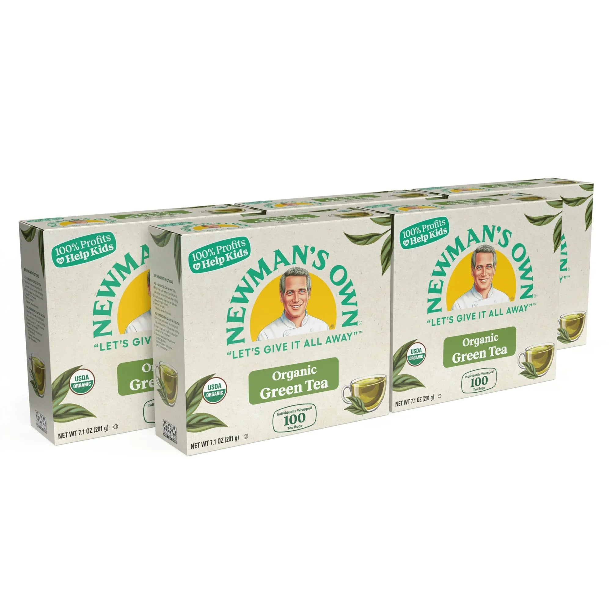 Newman's Own Organics 100% Pure Green Tea Bags (Pack of 5)
