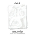 Vintage White Roses Stationery Paper: Cute Letter Writing Paper for Home, Office, 25 Count, Floral Print - Paperback