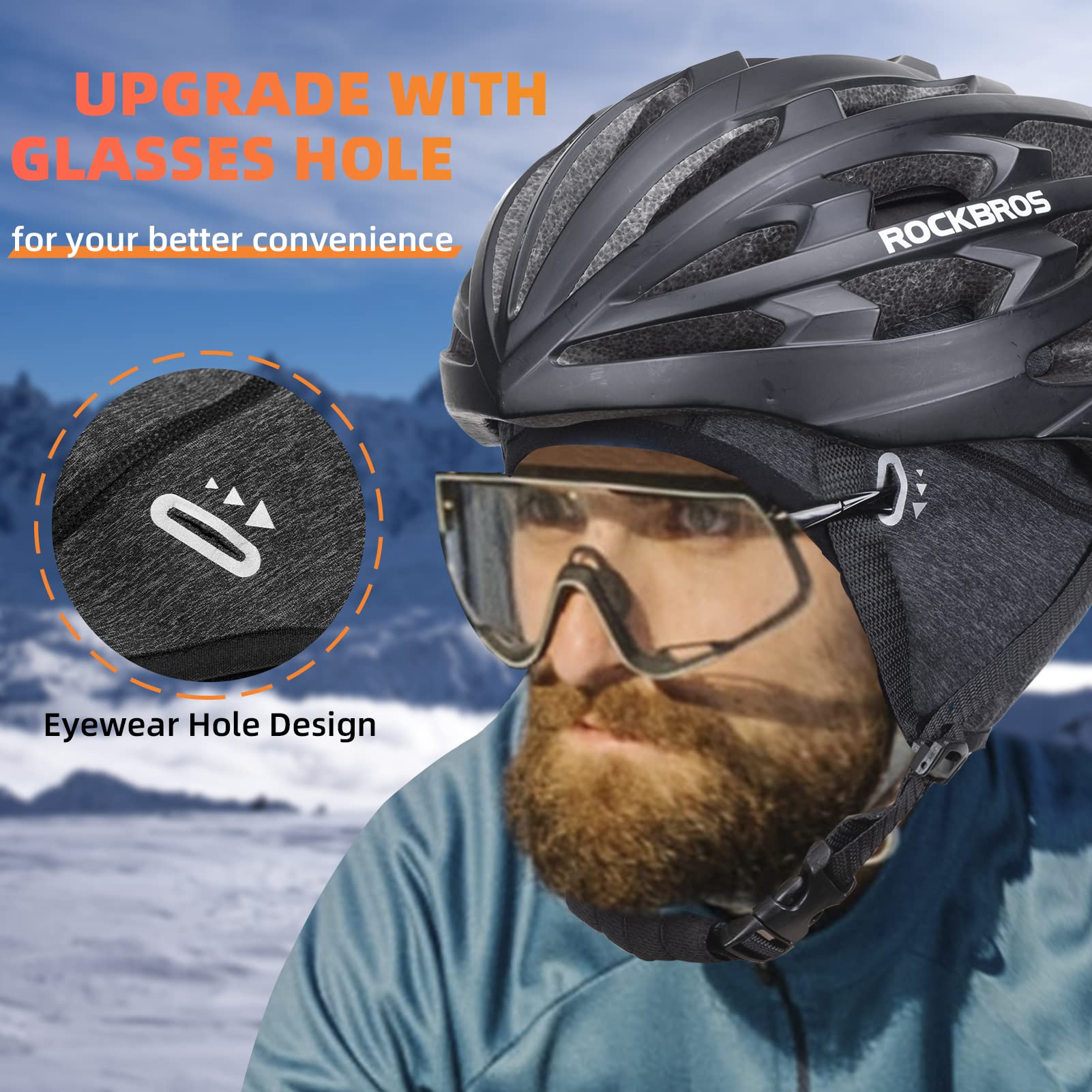 ROCKBROS Winter Cycling Caps for Men Women Windproof Hat with Sun Visor Under Helmet Liner