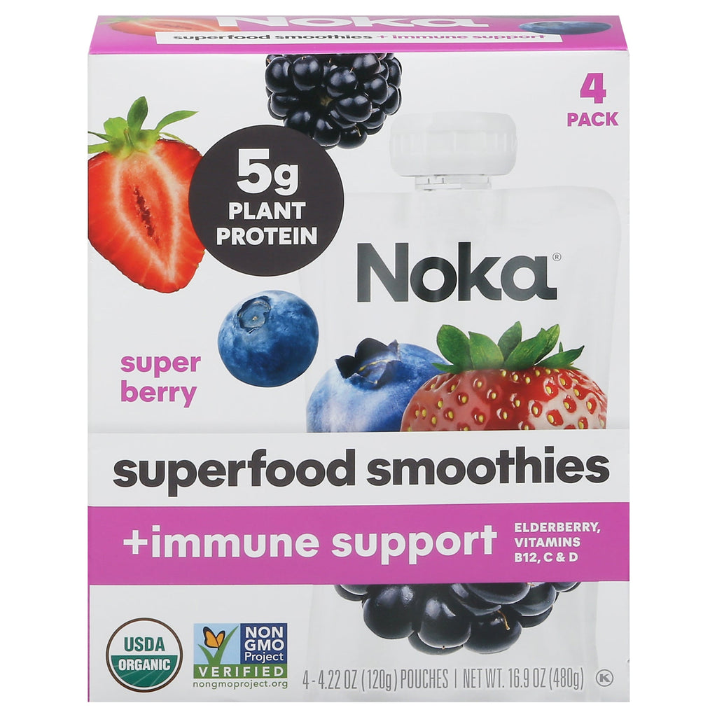 Noka Superfood Smoothie, Organic Super Berry Blend (Pack of 24)