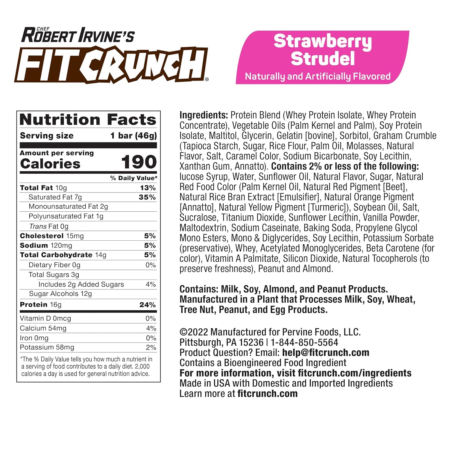 Fit Crunch Strawberry Strudel Protein Bars - 9 x 1.62 Oz - Low Sugar
