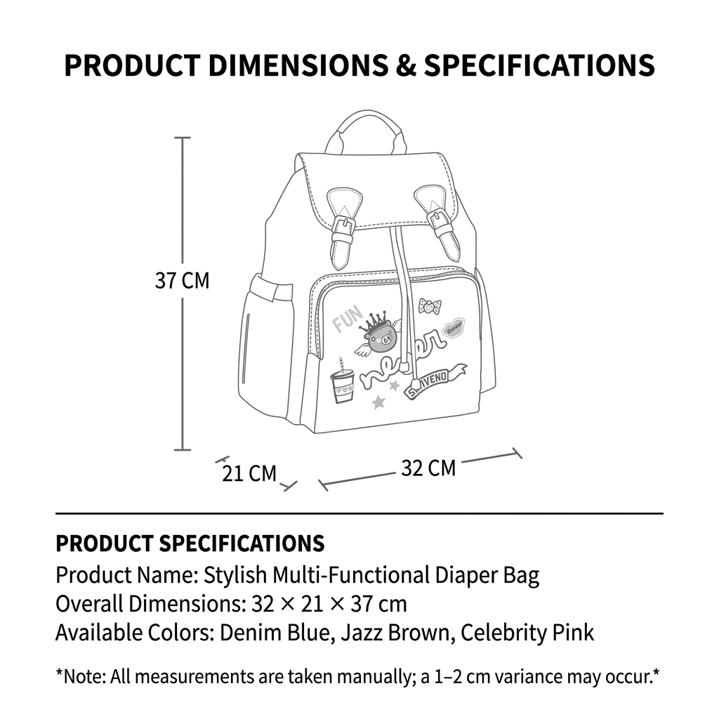 SUNVENO Cute Piglet Doodle Diaper Bag