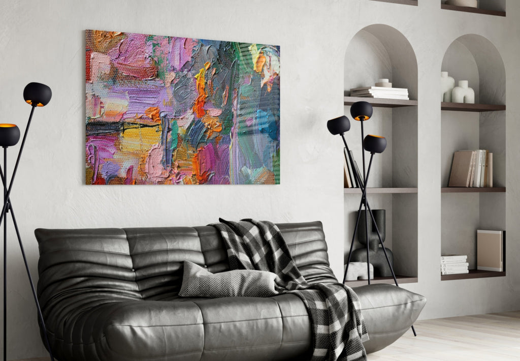 Impasto Multicolor Palette Knife Glass Wall Art
