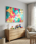 Floating Pastel Party Balloons Glass Wall Art
