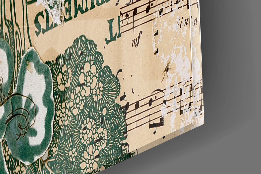 Vintage Lady Floral Collage Glass Wall Art