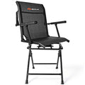 Foldable Swivel Patio Chair with Armrest and Mesh Back-Black