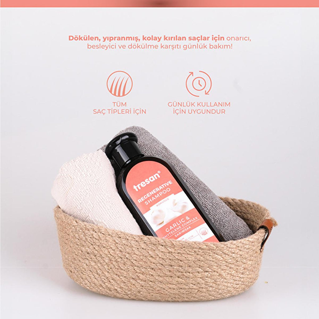 Tresan Repairing Shampoo with Garlic Extract - Nourishing Hair Care for Damaged Hair, 10.14 fl oz