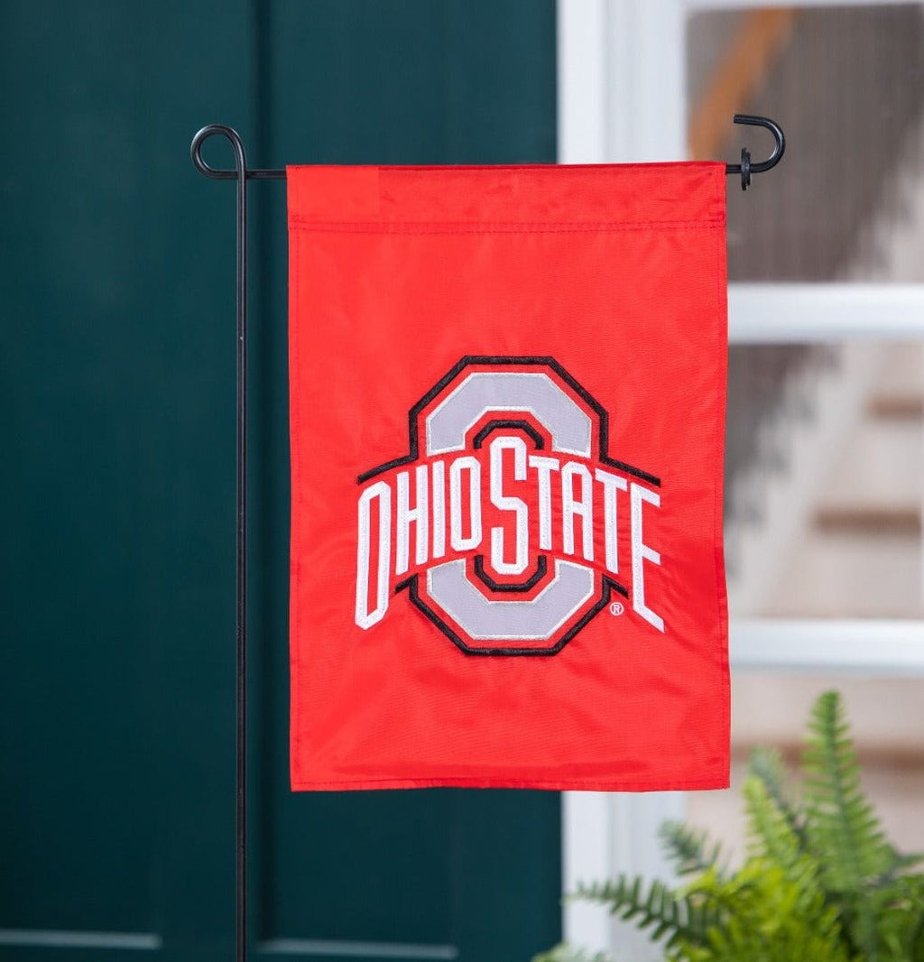 Ohio State Buckeyes Garden Flag 2 Sided Applique Logo
