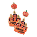 Felt-Back Pumpkin Patch Message Beaded Dangle Earrings