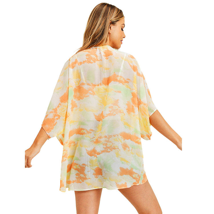 Trendy Tie Dye Cover Up Kimono Poncho