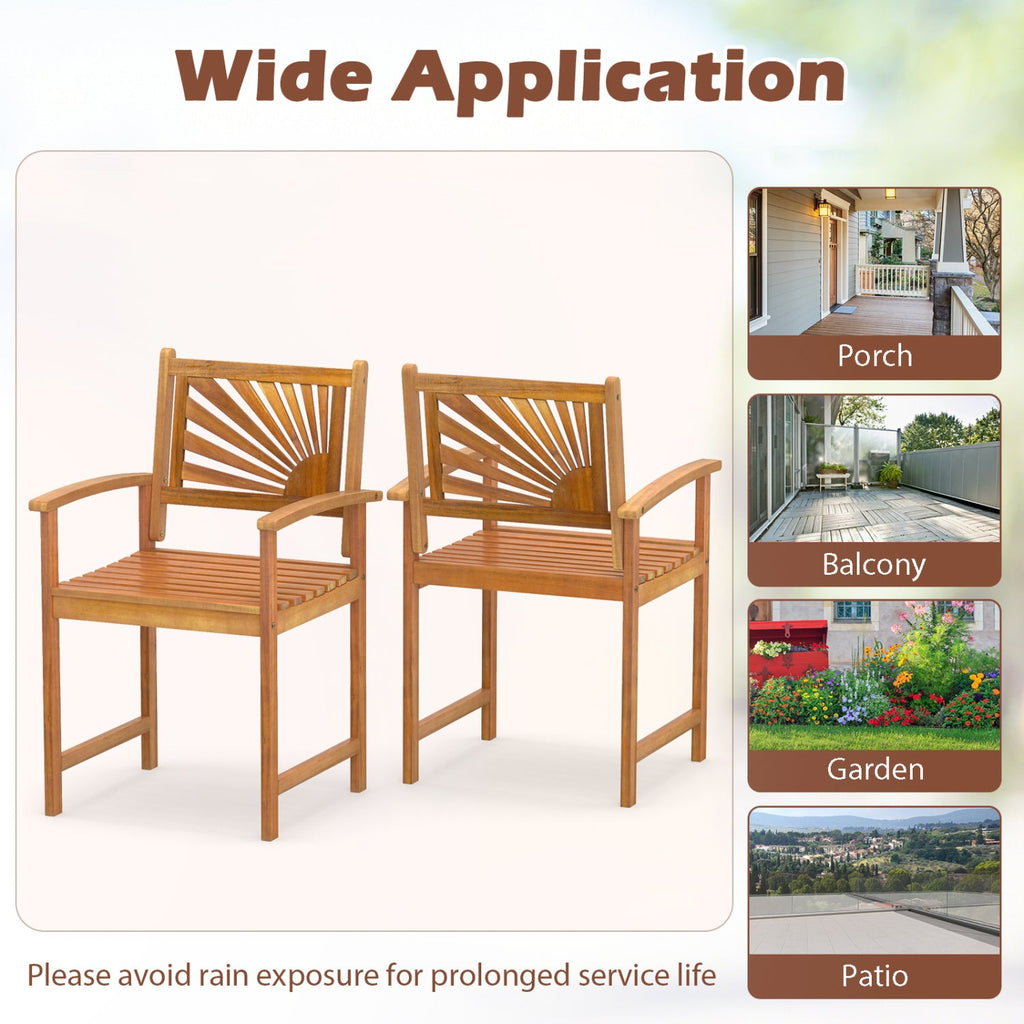 Acacia Wood Patio Dining Chairs - Set of 2