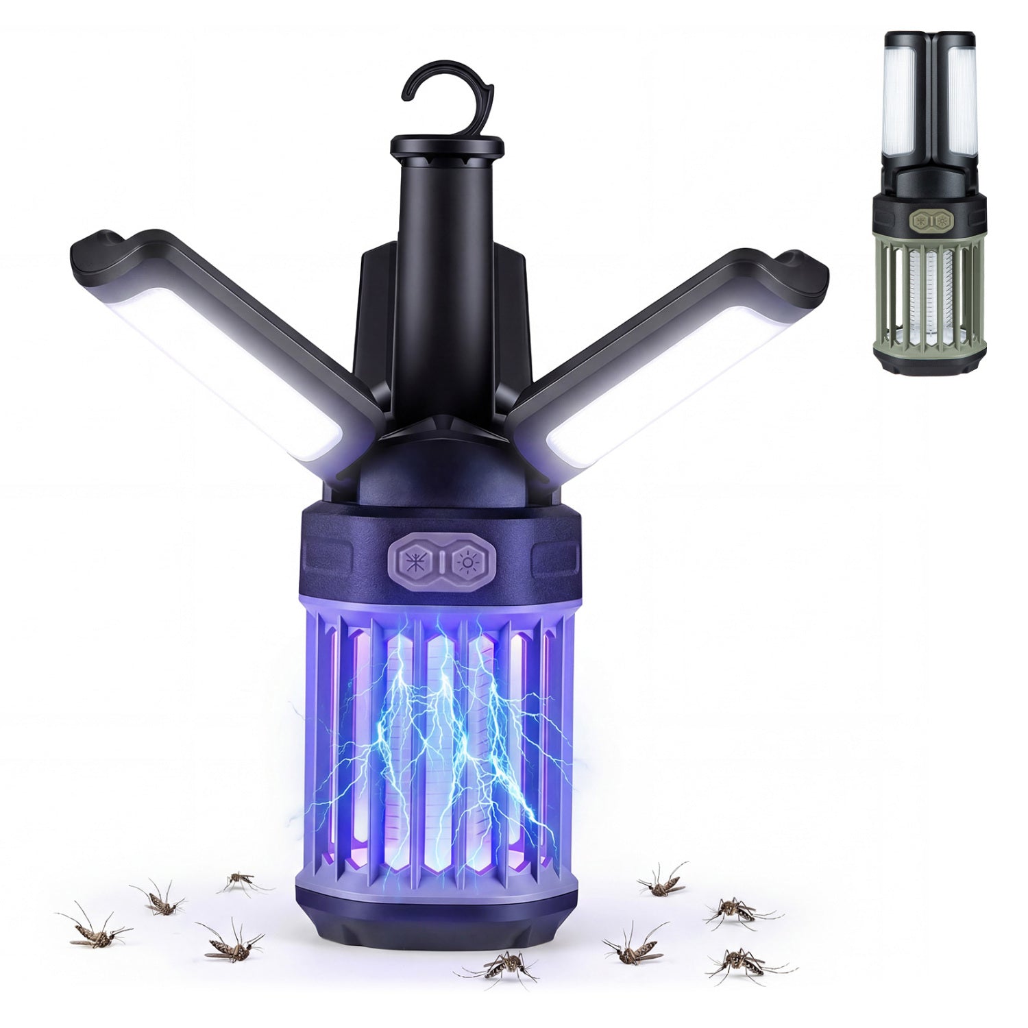 Outdoor Bug Zapper with Foldable Camping Lantern USB-C Rechargeable Electric Mosquito Killer