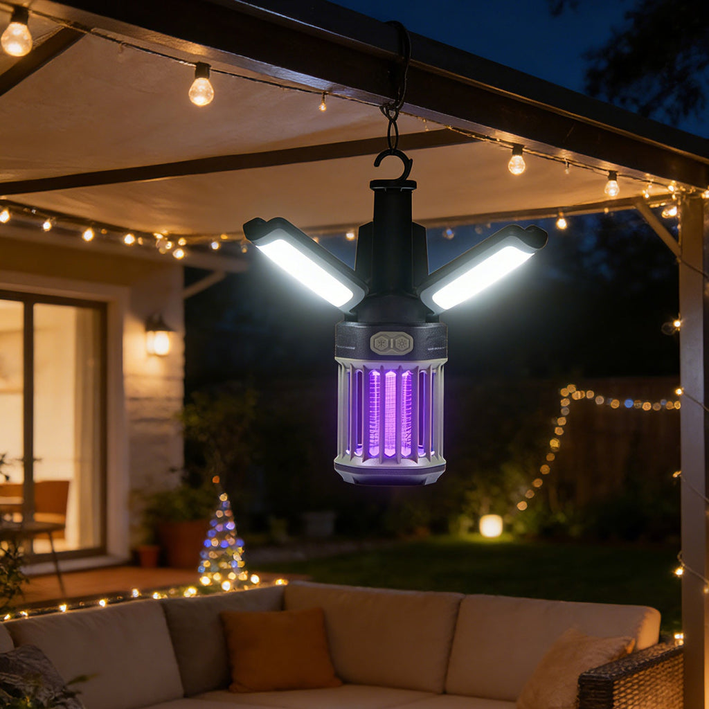 Outdoor Bug Zapper with Foldable Camping Lantern USB-C Rechargeable Electric Mosquito Killer