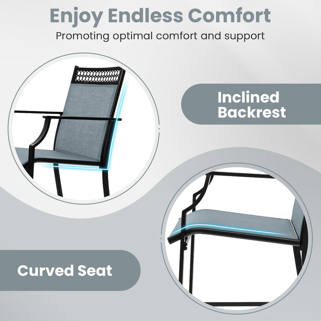 Outdoor Counter Stools Set of 2 Heavy-Duty Barstools with Footrest and Armrests