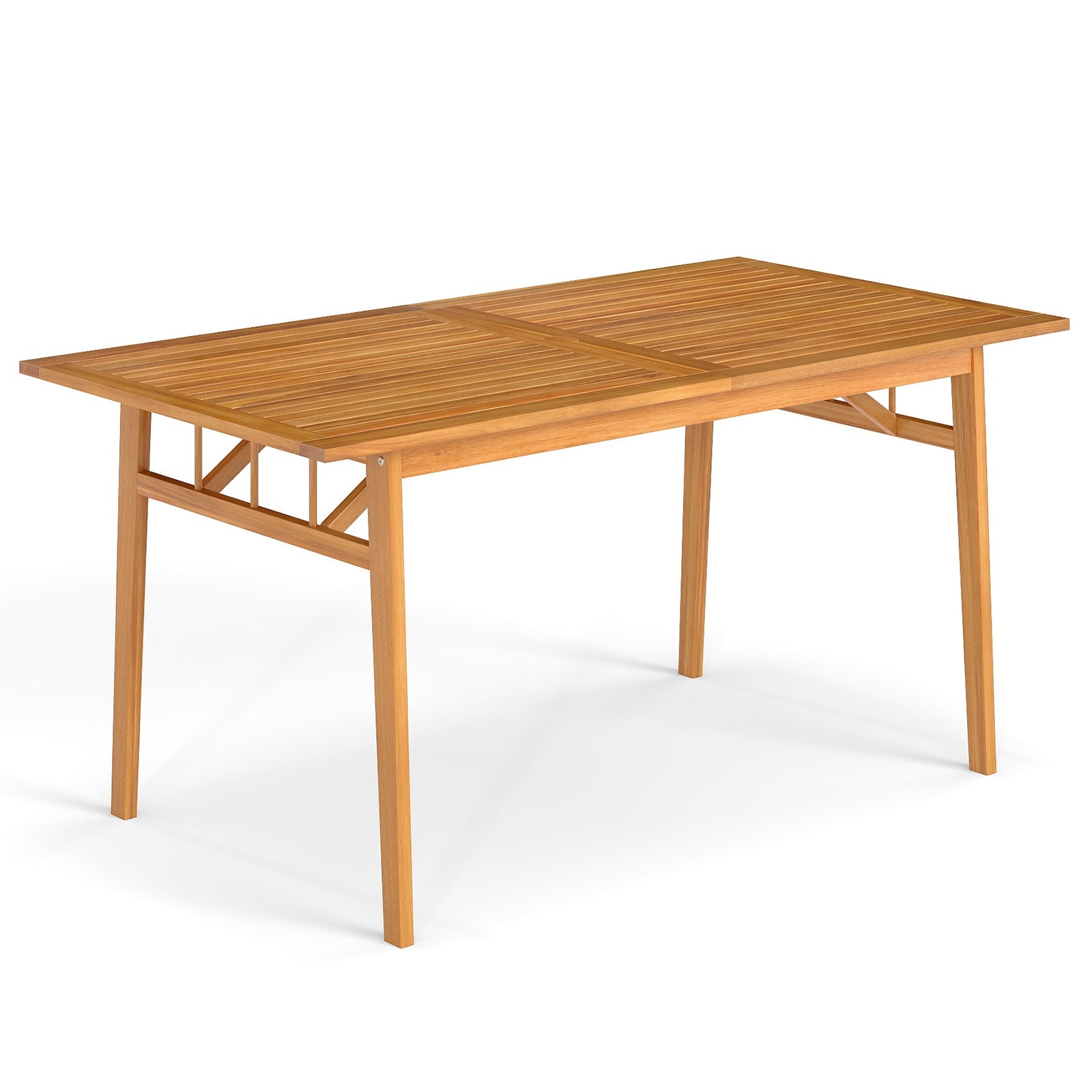 Outdoor Wooden Dining Table with Umbrella Hole and Stable Base