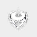 Rhinestone Embellished Metal Heart Pendant