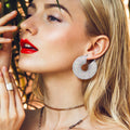 Rhinestone Cluster Embellished Chunky Hoop Pin Catch Earrings