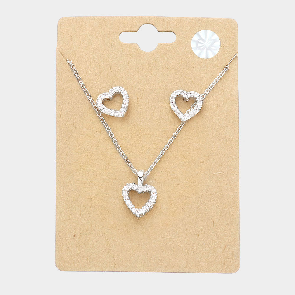 CZ Heart Pendant Necklace