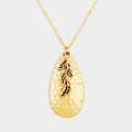 Hammered Teardrop Leaf Charm Pendant Necklace