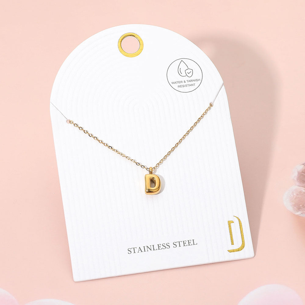 -D- Stainless Steel Monogram Pendant Necklace