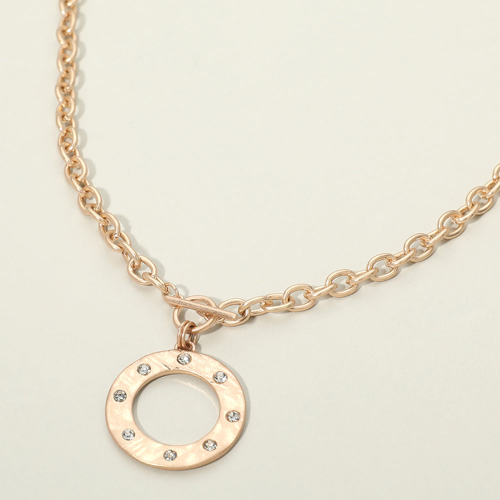 Stone Accent Circle Pendant Necklace