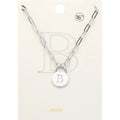 -B- Brass Metal Initial Monogram Lock Pendant Necklace