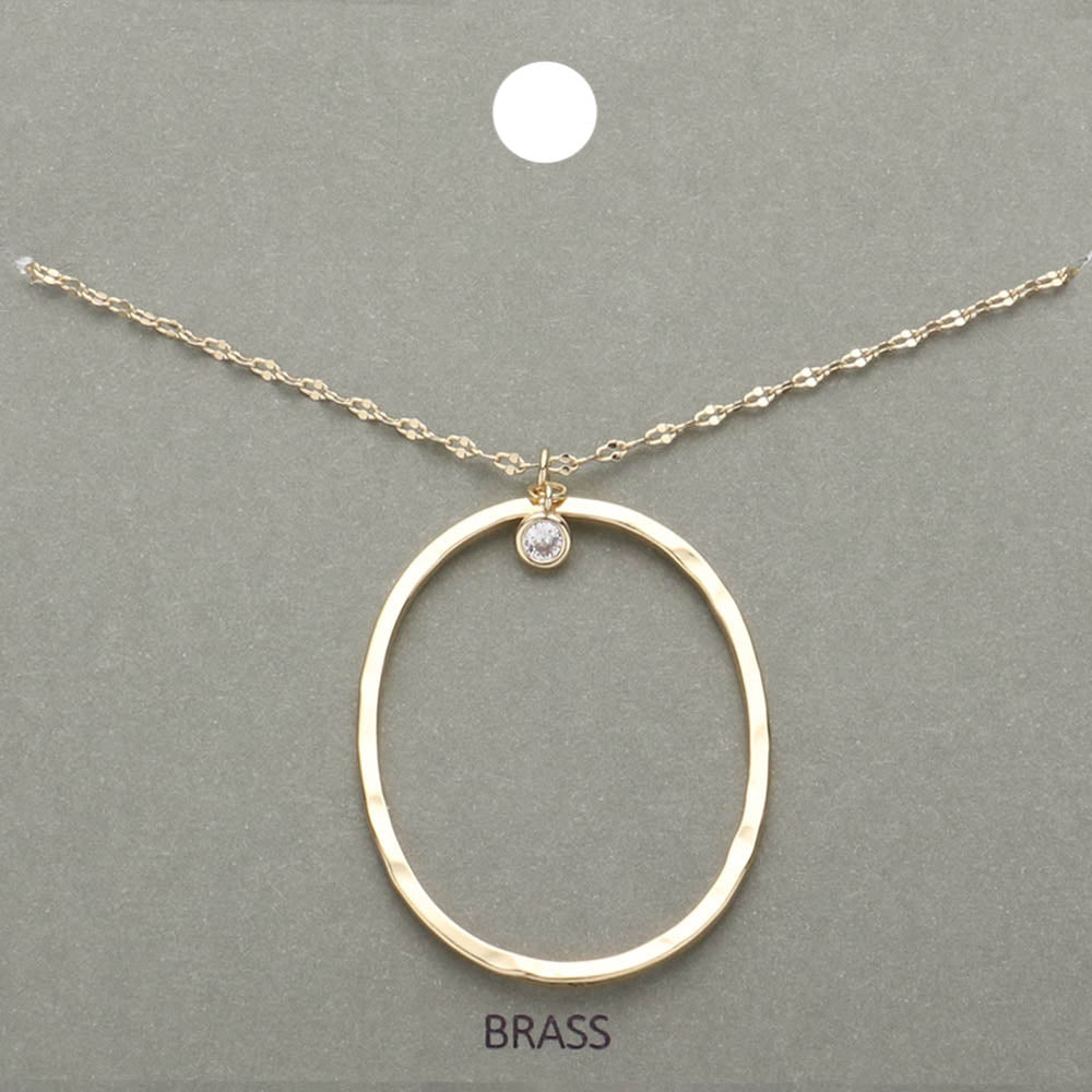-O- Initial Monogram Brass Metal Pendant Necklace