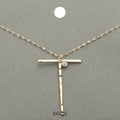 -T- Initial Monogram Brass Metal Pendant Necklace