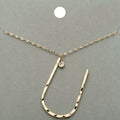 -U- Initial Monogram Brass Metal Pendant Necklace