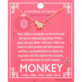 Lunar 12 Zodiac Gold Dipped CZ Monkey Pendant Necklace