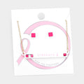 Pink Ribbon Strength Cube Resin Pendant Necklace