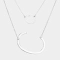 -C- Initial Monogram 2Row Strand Double Detachable Chain Necklace