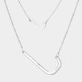 -J- Initial Monogram 2Row Strand Double Detachable Chain Necklace