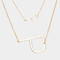 -P- Initial Monogram 2Row Strand Double Detachable Chain Necklace