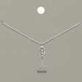 Cheers Message Wine Glass Brass Metal Pendant Necklace