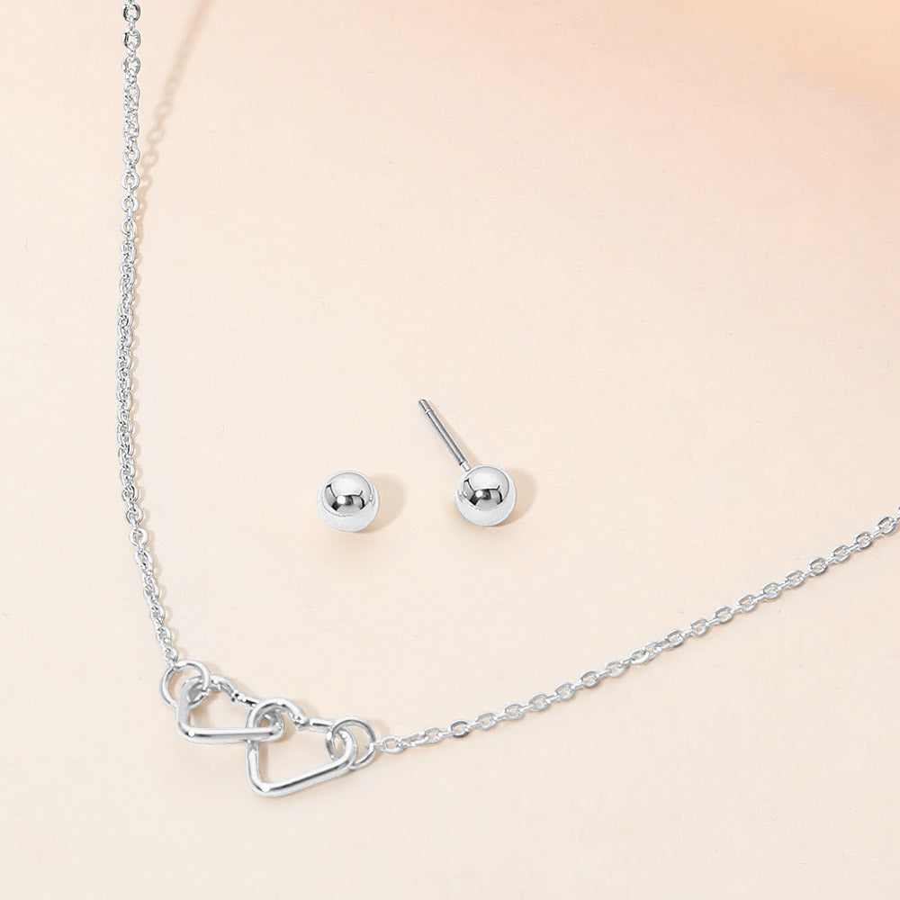 Double Open Heart Link Pendant Necklace