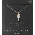 SECRET BOX_14K Gold Dipped CZ Stone Pearl Paved Champagne Glass Pendant Necklace
