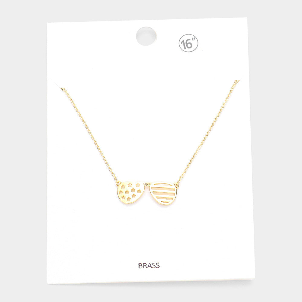 Brass Metal Sunglasses Pendant Necklace