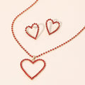 Gold Dipped Rhinestone Pave Open Heart Pendant Necklace