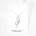 White Gold Dipped CZ Snake Pendant Necklace