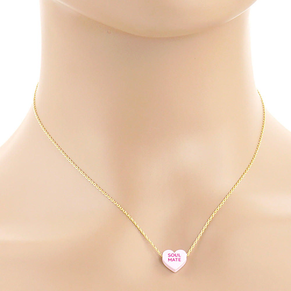 Soul Mate Message Heart Pendant Necklace