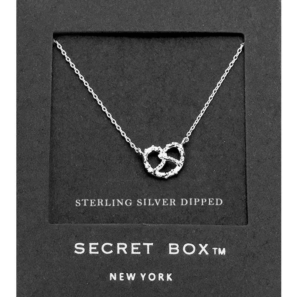 SECRET BOX_Sterling Silver Dipped Pretzel Pendant Necklace