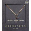 -L- Secret Box _ 14K Gold Dipped CZ Initial Monogram Pendant Necklace