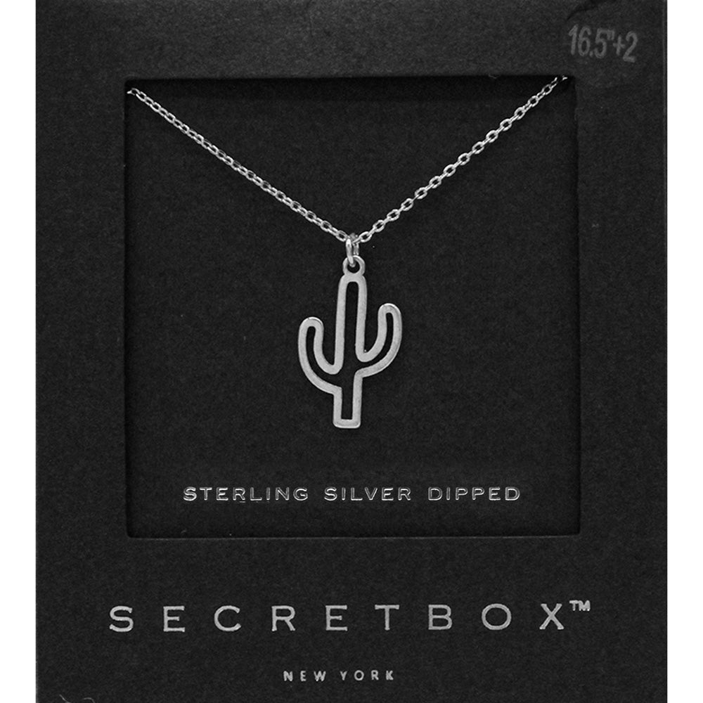 SECRET BOX_Sterling Silver Dipped Cactus Pendant Necklace