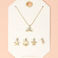 Metal Whale Tale Starfish Turtle Sun CZ Teardrop Stone Charm Pendant Necklace