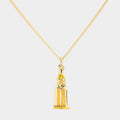 Golden clock tower pendant necklace