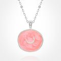 Stainless Steel Swirl Enamel Tilted Crescent Embossed Pendant Necklace