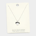 White Gold Dipped Metal Heart Pendant Necklace