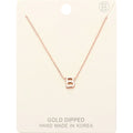 -B- Gold Dipped Initial Monogram Metal Pendant Necklace